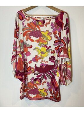 Trina Turk Swim Bathing Suit Cover Up Stretch Pink Orange Yellow Large L